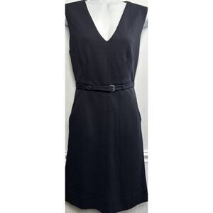 Diane Von Furstenberg Black Sleeveless @ Knee Dress 6 Belted Stretch Pockets